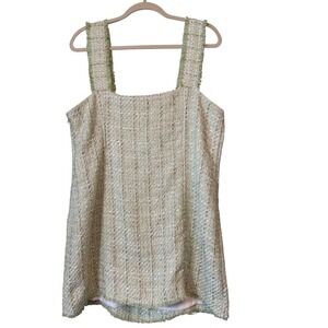 NWT House of Harlow 1960 Tweed Pattern Mini Dress Womens XL Green Spring Mini